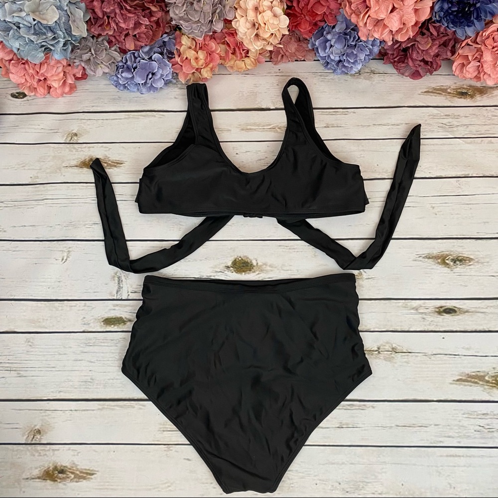 Sexy Black Criss Cross Bikini with Bandage Bottoms - Picture 12 of 16